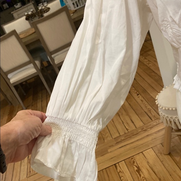 Anthropologie White Puff Sleeve Crop Blouse size Medium - Picture 4 of 8